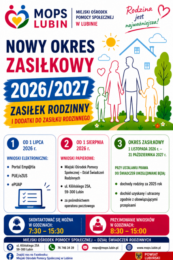 Nowy okres zasiłkowy 2026-2027 plakat